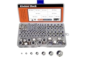 KINHON ROCK 401pcs Metric Nylon Insert Lock Nuts Assortment Set DIN 985 304 Stainless Steel Nylon Locknuts Hex Locknuts Kit with Box M3 to M12 Reusable Anti-Loose Corrosion-Resistant for RC Car DIY