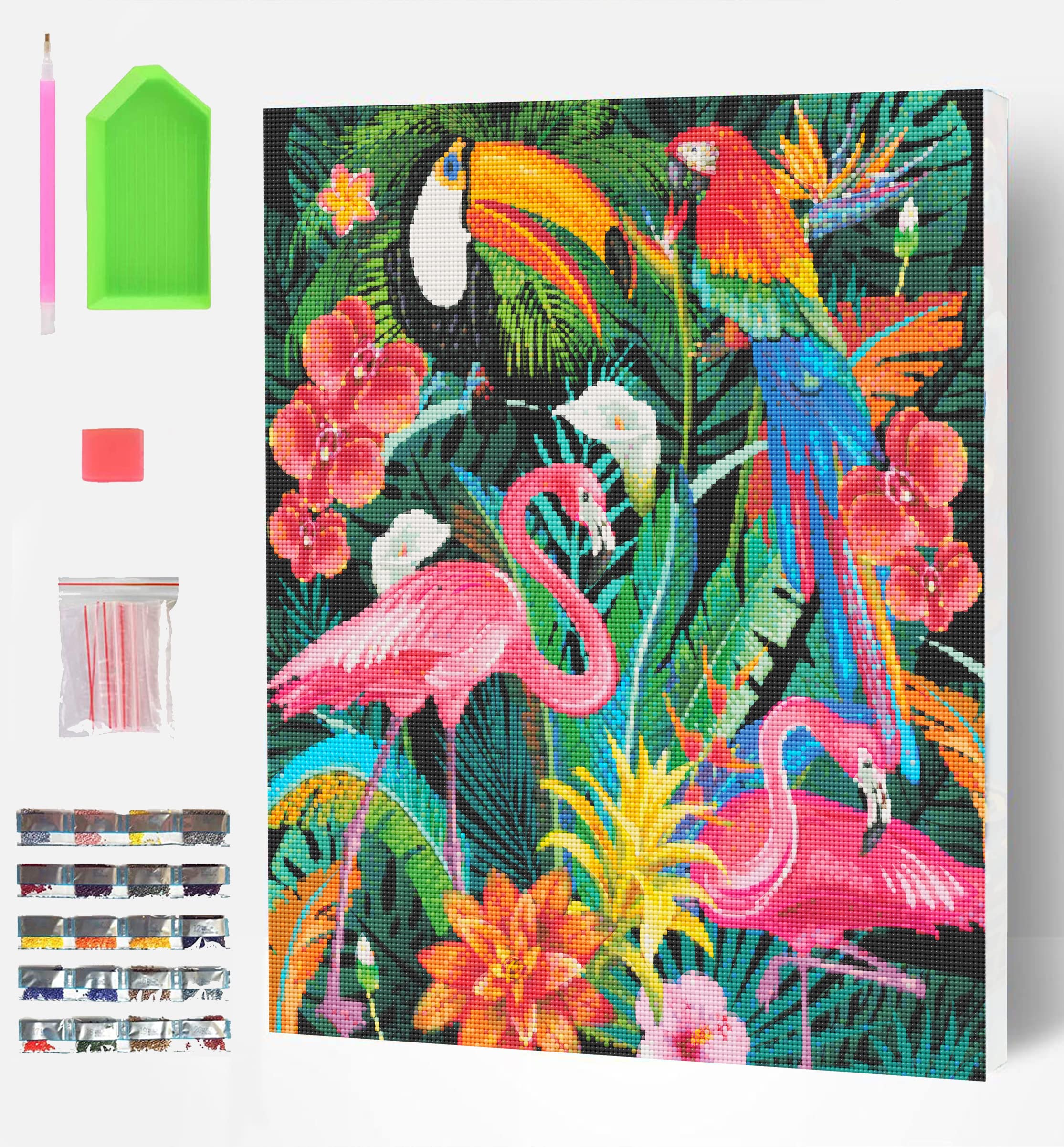 Splat Planet Tropical Framed Diamond Painting Kit, Rhinestone, Framed Diamond Art, 5D Diamond Painting Kit, Home Wall Decoration, Arts and Crafts for Adults, Kids, 30x40cms