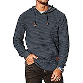 KAVIANA Men's Hooded Sweatshirt Hoodie Solid Knitted Pullover Long Sleeve Casual Sweater