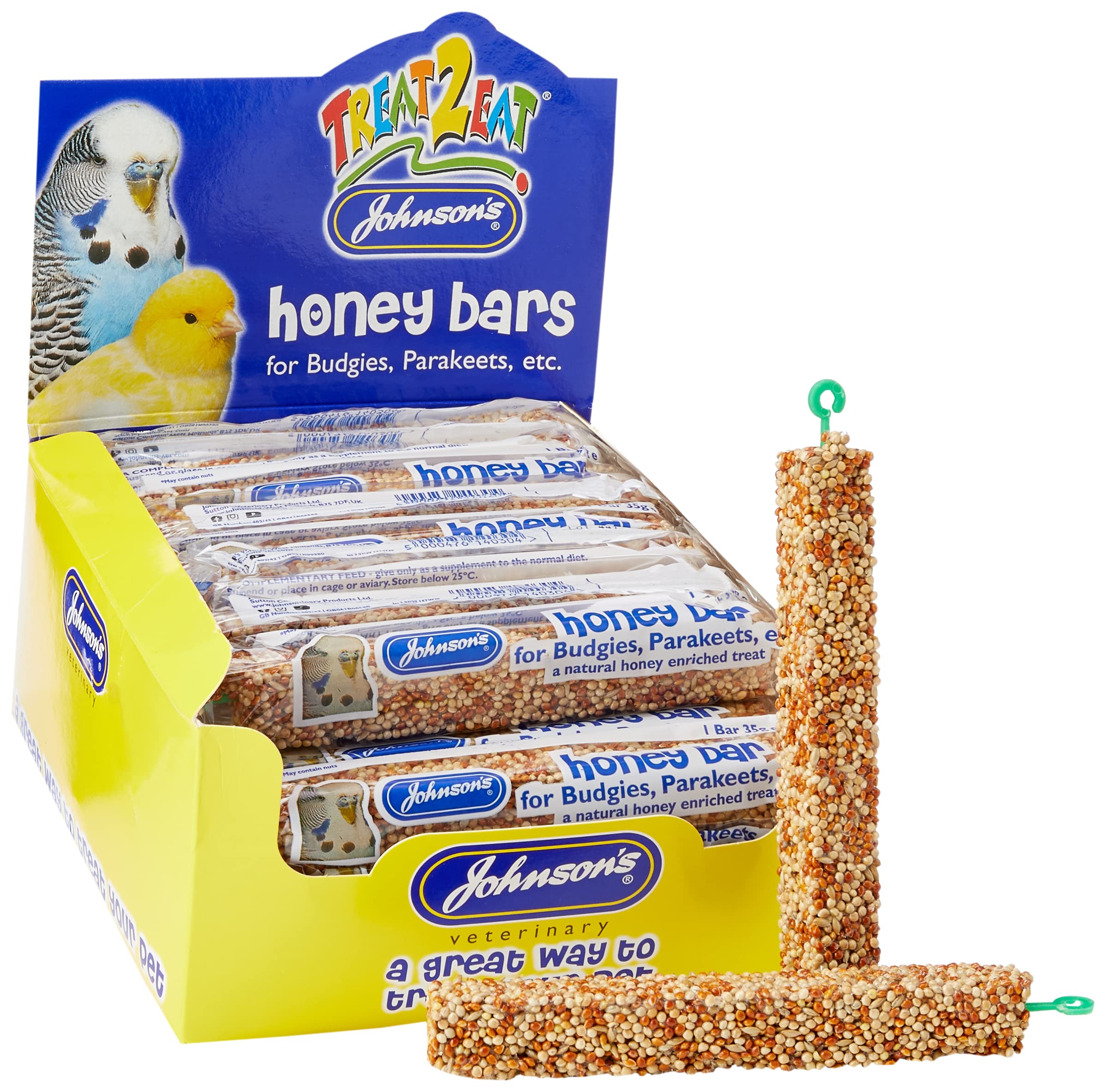 Johnsons Bulk Box Treat 2 Eat Budgie/Parakeet Honey Bars 1x40