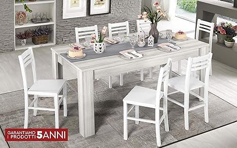 Dafne Italian Design Tavolo Allungabile Effetto Eucalipto