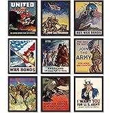 97 Decor Vintage WW2 Poster - Us History Posters for Classroom Decorations, World War 2 Propaganda Pictures, World War II Army Art Prints, WW2 Memorabilia Military Wall Decor for Men (8x10 Unframed)