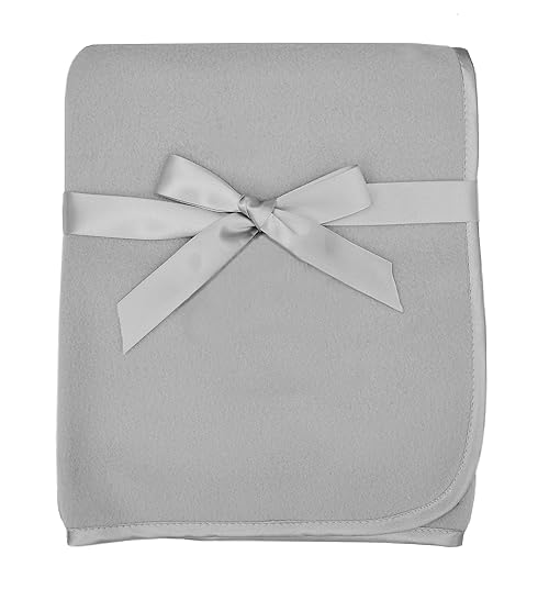 TL Care Fleece Blanket with Silk-Like Satin Trim, Soft, Warm & Cozy, Gray, 30" x 30" for Boys and Girls, Perfect for Baby Carrier, Stroller, Travel and Gifting