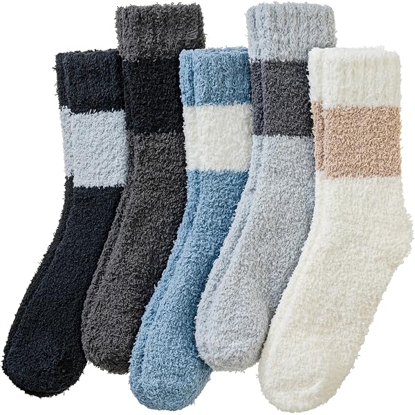 Best Cosy Velice Womens Fuzzy Socks Soft Cozy Fluffy Slipper Winter Warm Plush Sleeping Christmas Socks 5 Pairs - Product Details Grippy Socks Women