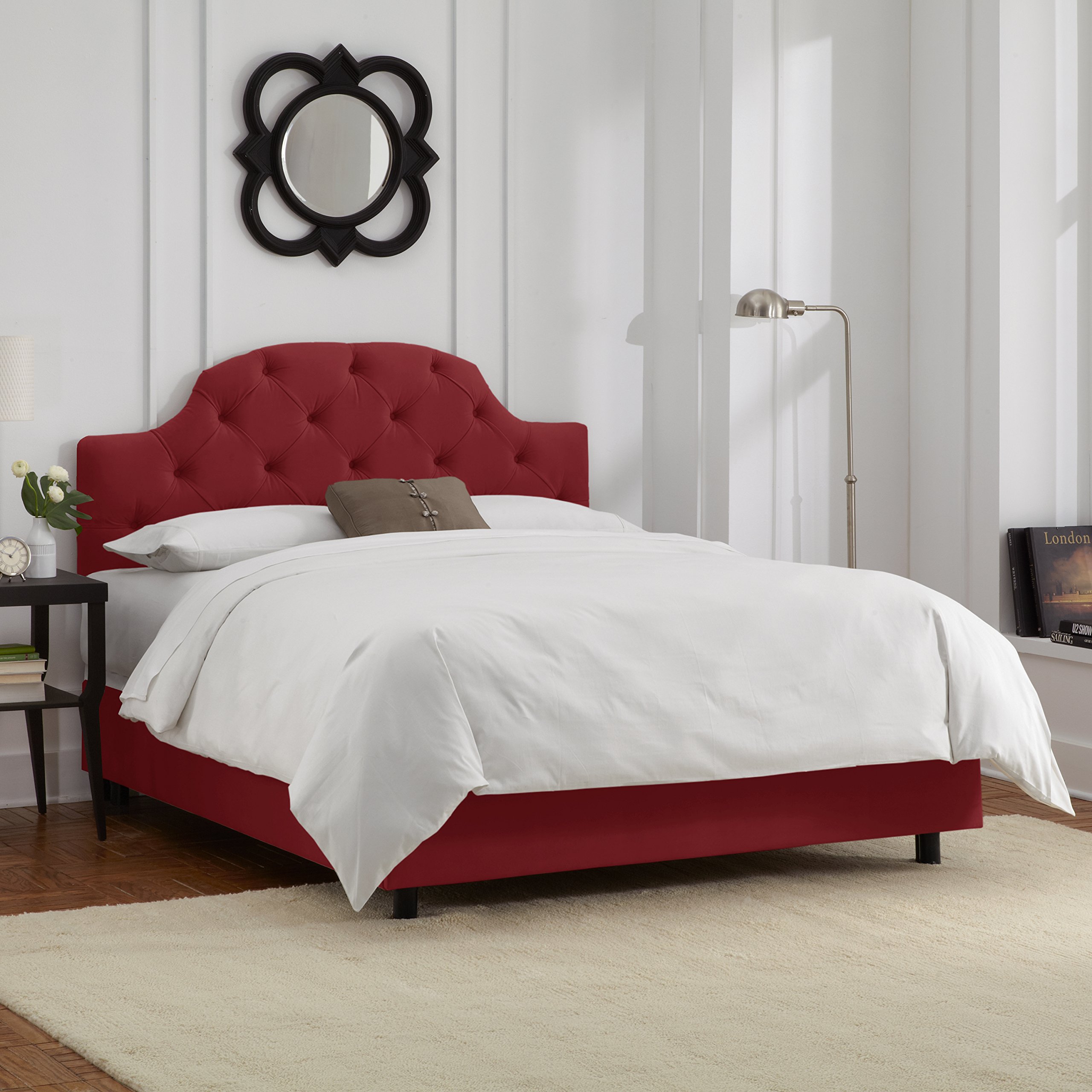 Skyline Furniture Tufted Bed, Queen, Velvet Berry