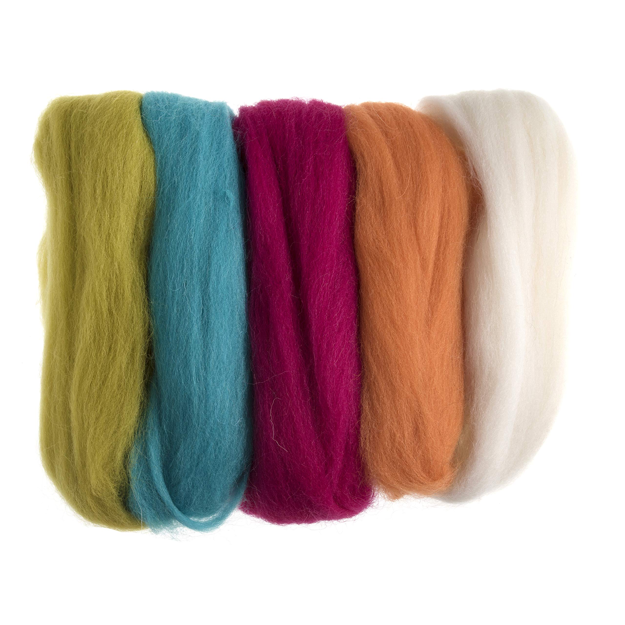 Trimits Natural Felting Roving Wool, Neon Brights, 50 g, FW50.AS5