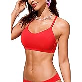 CRZ YOGA Tie Back Bikini Tops for Women - Padded Lace Up V Neck Swim Bathing Suit Bra