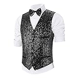 Pixiemain Mens Sequin Vest Christmas Party Formal