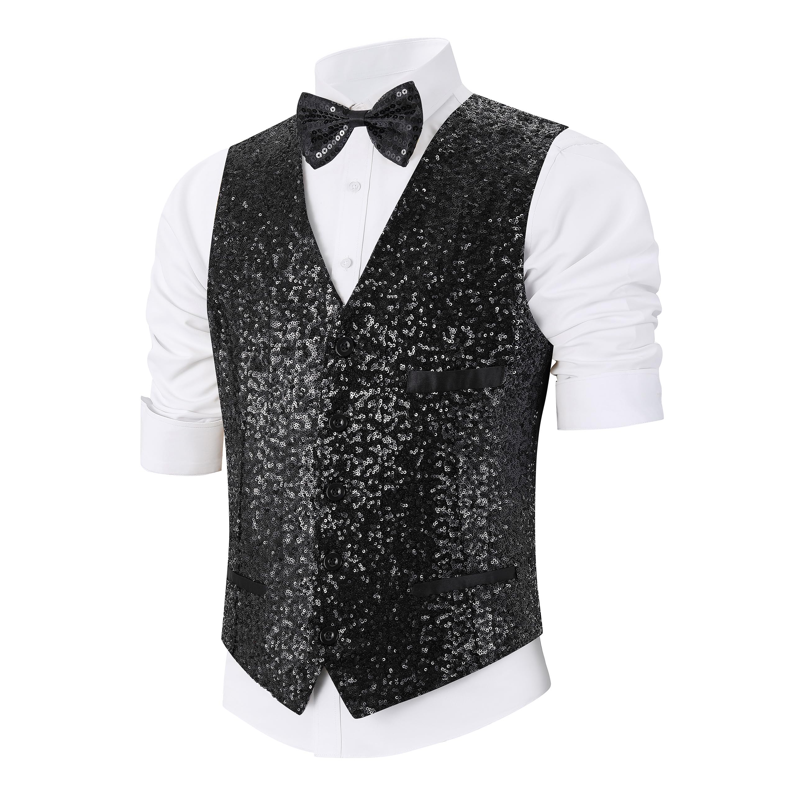 Pixiemain Mens Sequin Vest Christmas Party Formal
