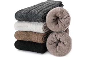 Womens Merino Wool Socks Warm Winter Thermal Hiking Cozy Crew Duty Work Soft Boot Socks 5 Pairs