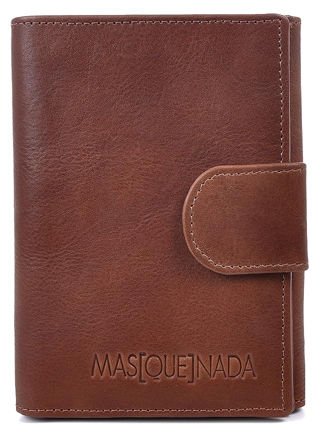 MASQUENADA, Damen Geldbörsen, Damen Portemonnaies, Clip-Börsen, Damen Maxi-Börsen, Damen Brieftaschen, Echt Leder, Cognac, 13