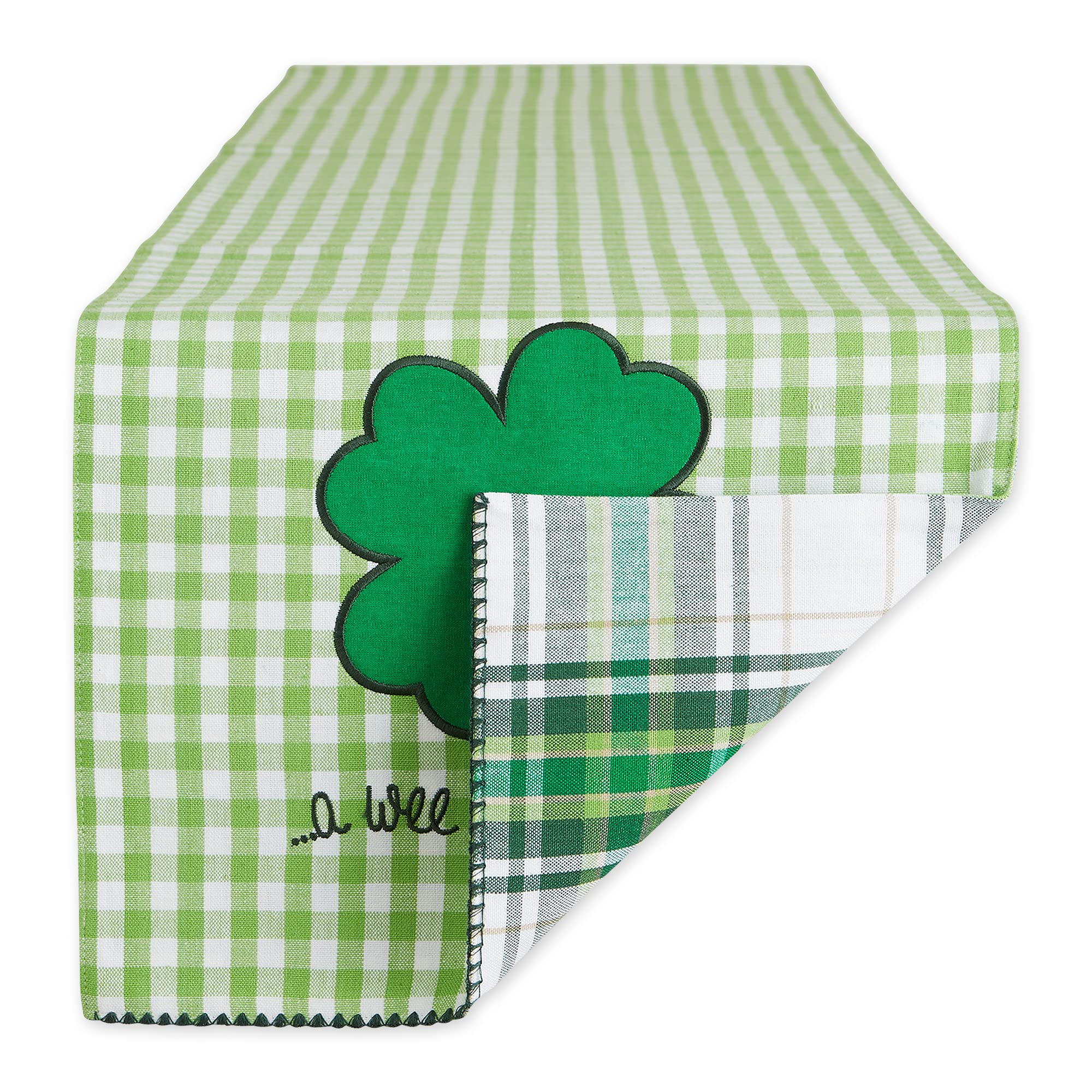 DII St. Patrick's Day Collection Tabletop, Table Runner, 13x72, Green Plaid