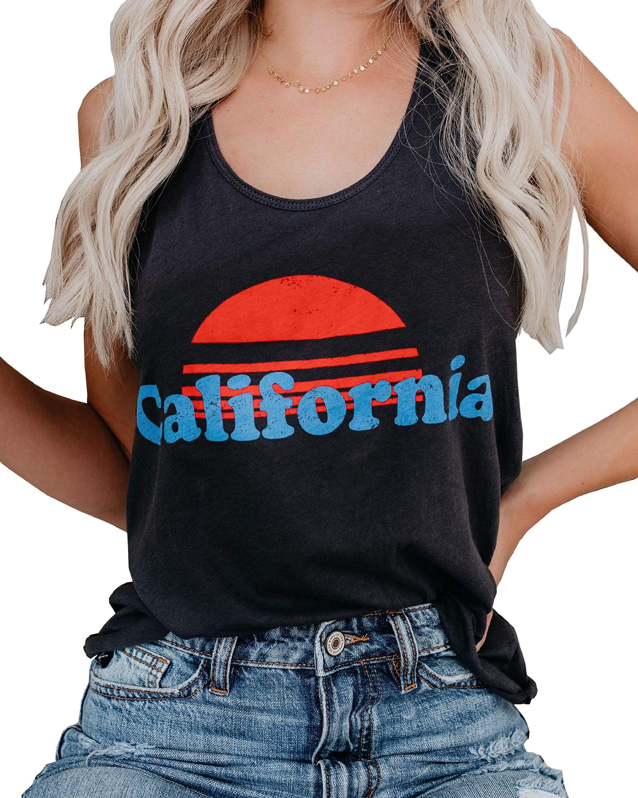 Inorin Women's Casual Graphic Tank Tops Funny Letter Print Sleeveless Tee Shirts
