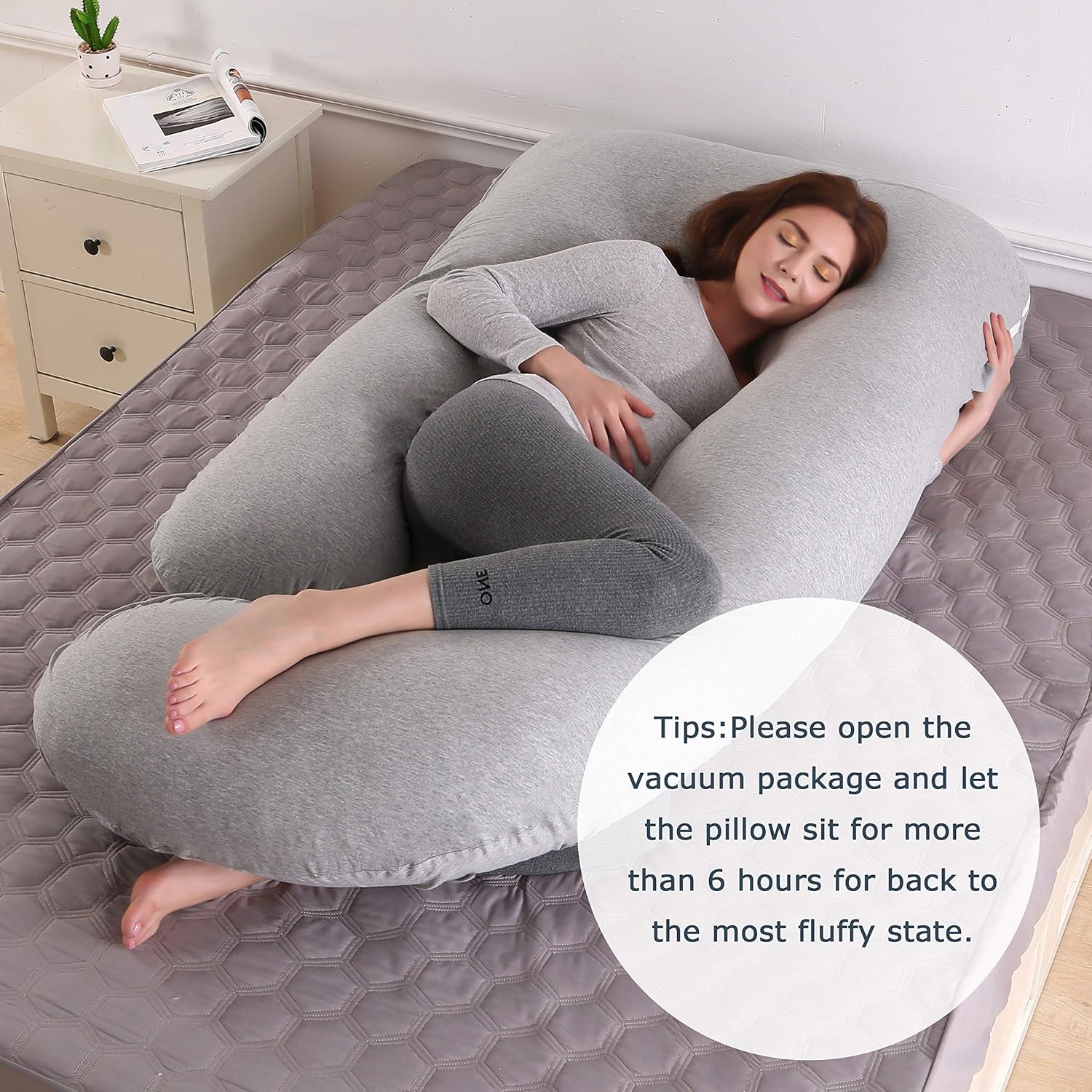 BATTOP Pregnancy Pillow Full Body Maternity Pillow for Pregnant Women with Washable Cover Pregnancy Pillow for Back Belly Hips Legs (Light Grey): Kitchen & Dining