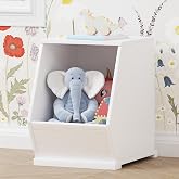 UTEX Kids Toy Storage Organizer, Stackable Bins, Cubby Toy Shelf | DIY Play Space, Slanted Front Panel, Wooden Toy Organizer, Playroom, Toy Room, Living Room, Nursery, White, 1 Cubby