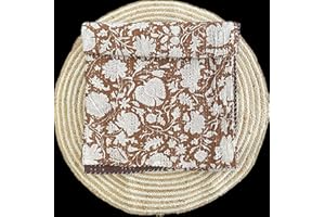 SAMBHAV QUILT HUB Hippie Floral Handblock Handmade Cotton Block Kantha Quilting Vintage Throw Blanket Hippie Queen/King Size Bohemian Bed Decor Quilt (Dark Brown, 60X90 inch)