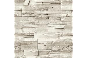 Jeweluck Stone Wallpaper Peel and Stick Brick Wallpaper 17.7”×118.1” Brick Contact Paper Peel and Stick Wall Paper Bathroom Faux Stone Backsplash for Kitchen Removable Decorative for Walls Vinyl