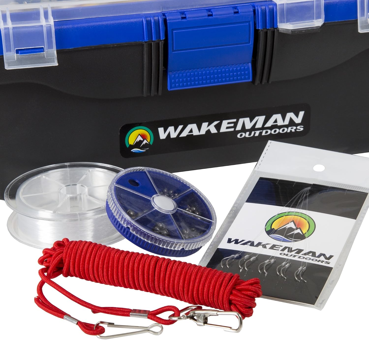 Fishing Single Tray Tackle Box- 55 Piece Tackle Gear Kit Includes Sinkers, Hooks Lures Bobbers Swivels and Fishing Line By Wakeman Outdoors Blue : Sports & Outdoors