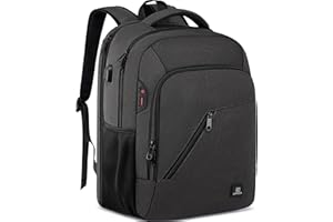 Theft-proof laptop backpack fits 17" devices. USB charging port. Unisex college/work bag
