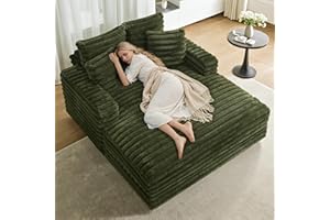 DRMBOOK 135cm Chaise Lounge Chair Indoor, Fluffy Faux Fur Upholstered Boneless Couch, Oversized Plush Sleeper Sofa Bed, Comfy