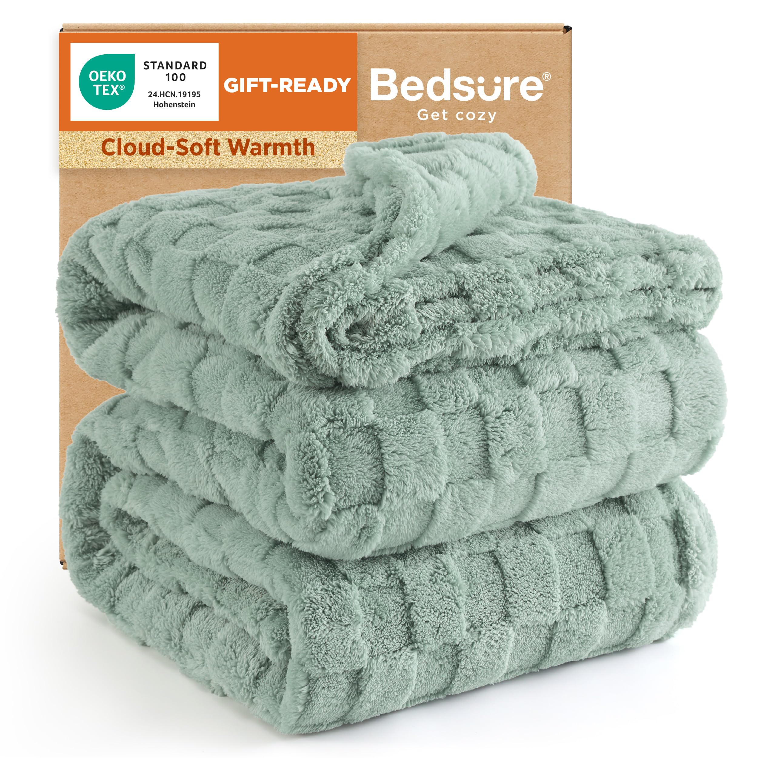 Photo 1 of ** USED** Bedsure GentleSoft Blankets Queen Size for Bed - Super Soft Cozy Blanket for Women Men Girls, Large Fuzzy Fleece Throw for Bedroom Decor, Sage Green, 90x90 Inches