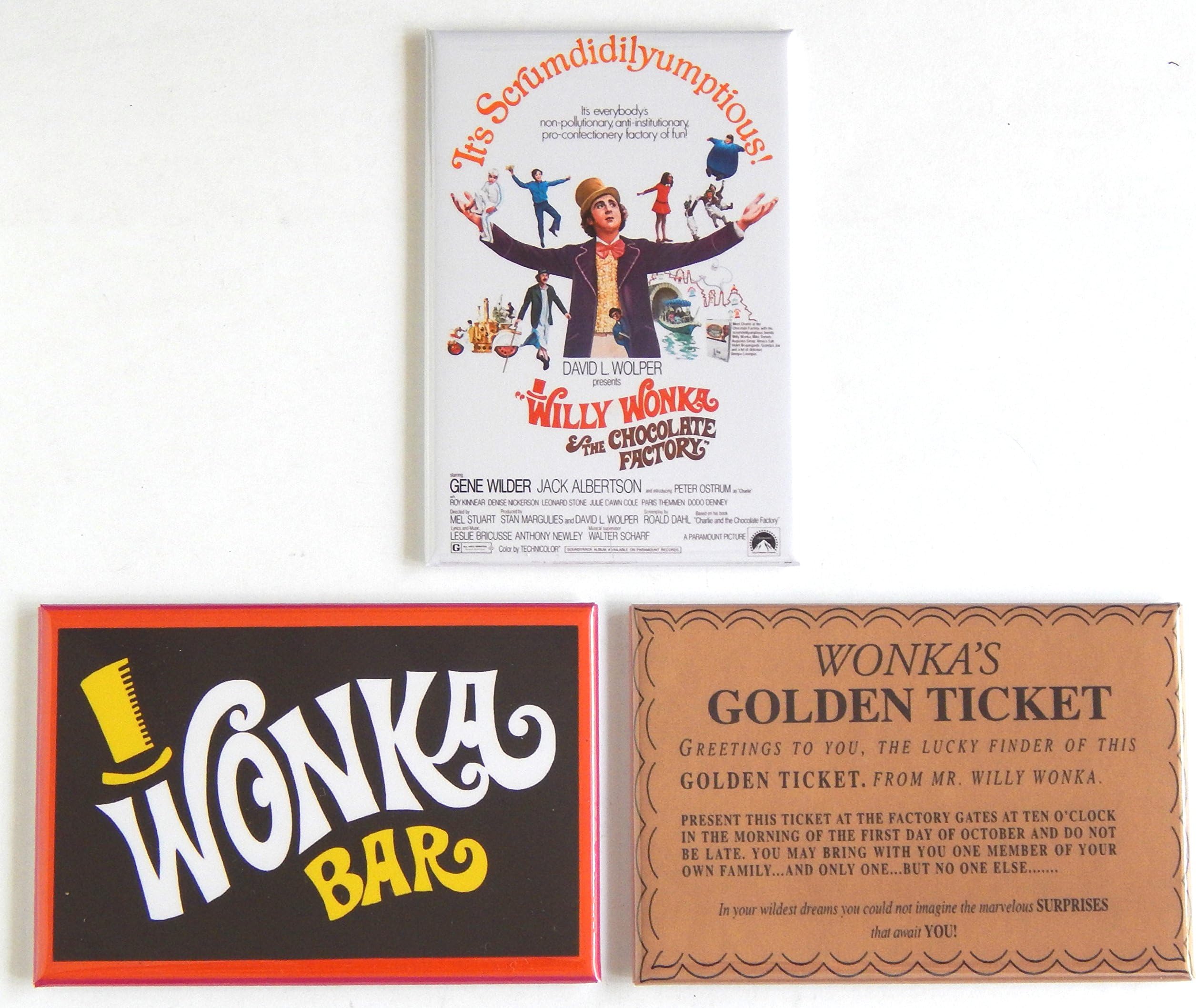 Willy Wonka and the Chocolate Factory Movie Poster Fridge Magnet Set (2 x 3 inches each)
