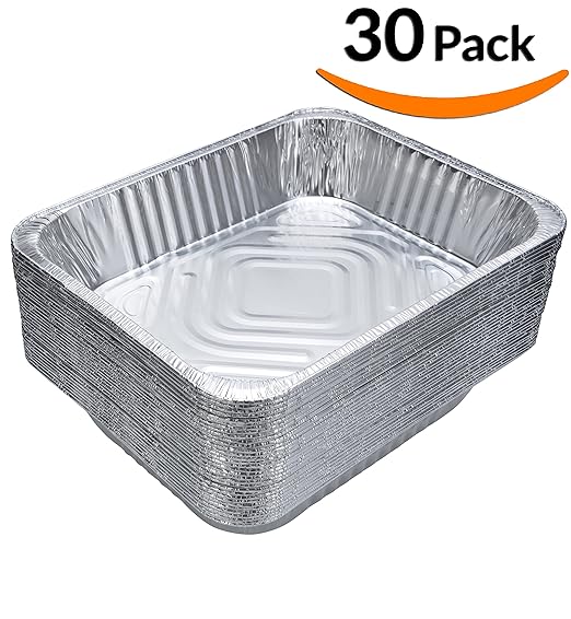 DOBI 30-Pack Chafing Pans - Disposable Aluminum Foil Steam Table Deep Pans Half Size - 9quot x 13quot