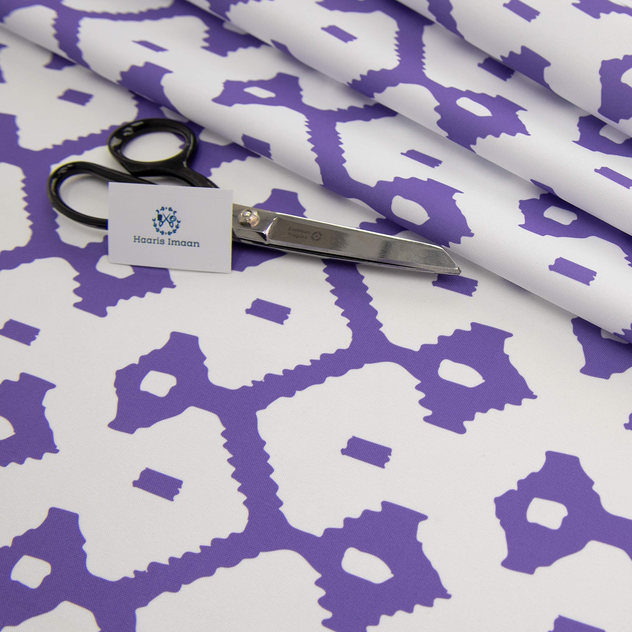 Haaris ImaanMoroccan Collection Printed Water Resistant Upholstery Fabric 1 Metre, Diamond Violet