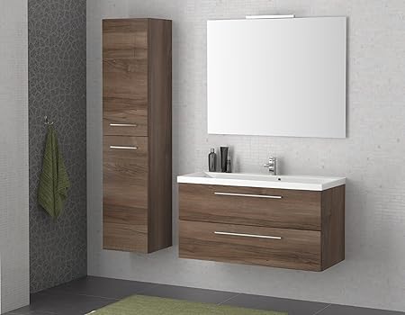 Bad Mobel Set Palermo 100 Bestehende Von Waschbeckenunterschrank Mit Designer Mineralwaschbecken Bxhxt 100x54 5x45 Cm Spiegel Mit Spot Bxh100x80 Cm Hochschrank Bxhxt 35x160x35 Cm Pazifische Nussbaum Tabak Mdf Amazon De Kuche Haushalt