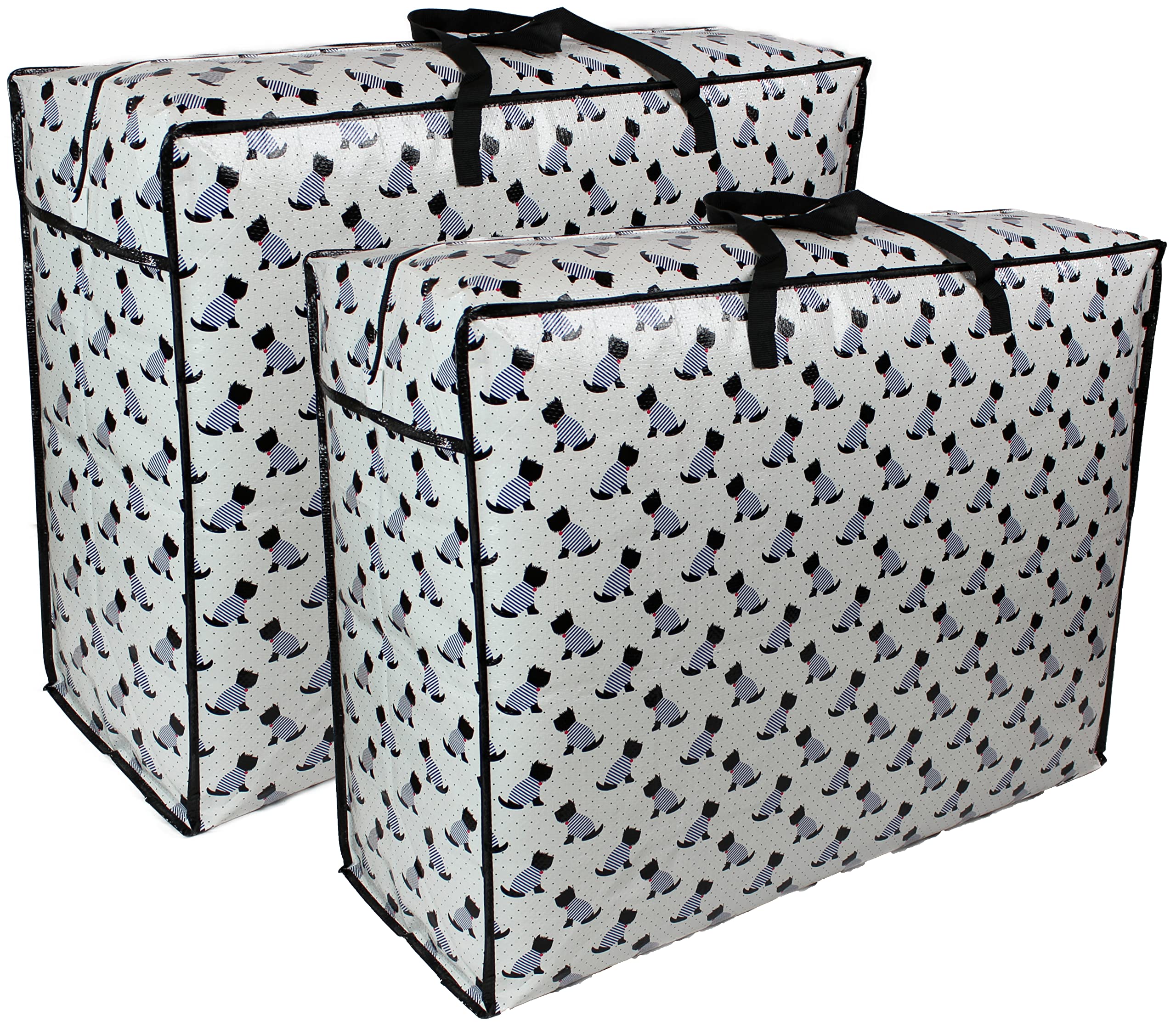 Storage Bags Water & Dust Resistant. Double zipped storage bags for toys, laundry, bedding. Underbed Wardrobe Space Saver Scotty Scottie dogs print (115 ltr 2x Pack)