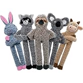 BUYPOW No Stuffing Dog Toys for Large Dogs, 5 Pack Squeaky Crinkle Interactive Dog Animals, Plush Teething Toys to Keep Them Busy, Cute Funny Dogs Gifts for Small Medium Large Breed