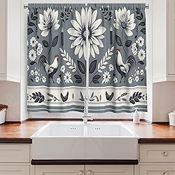 Ambesonne Cottagecore Kitchen Curtains, Cold Floral