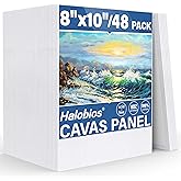Halobios Canvas Boards for Painting 8x10 Inch, 48 Pack Blanck Canvas Panels Art Painting Supplies, 100% Cotton Primed Painting Supplies for Acrylic, Oil, Tempera & Watercolor Paint