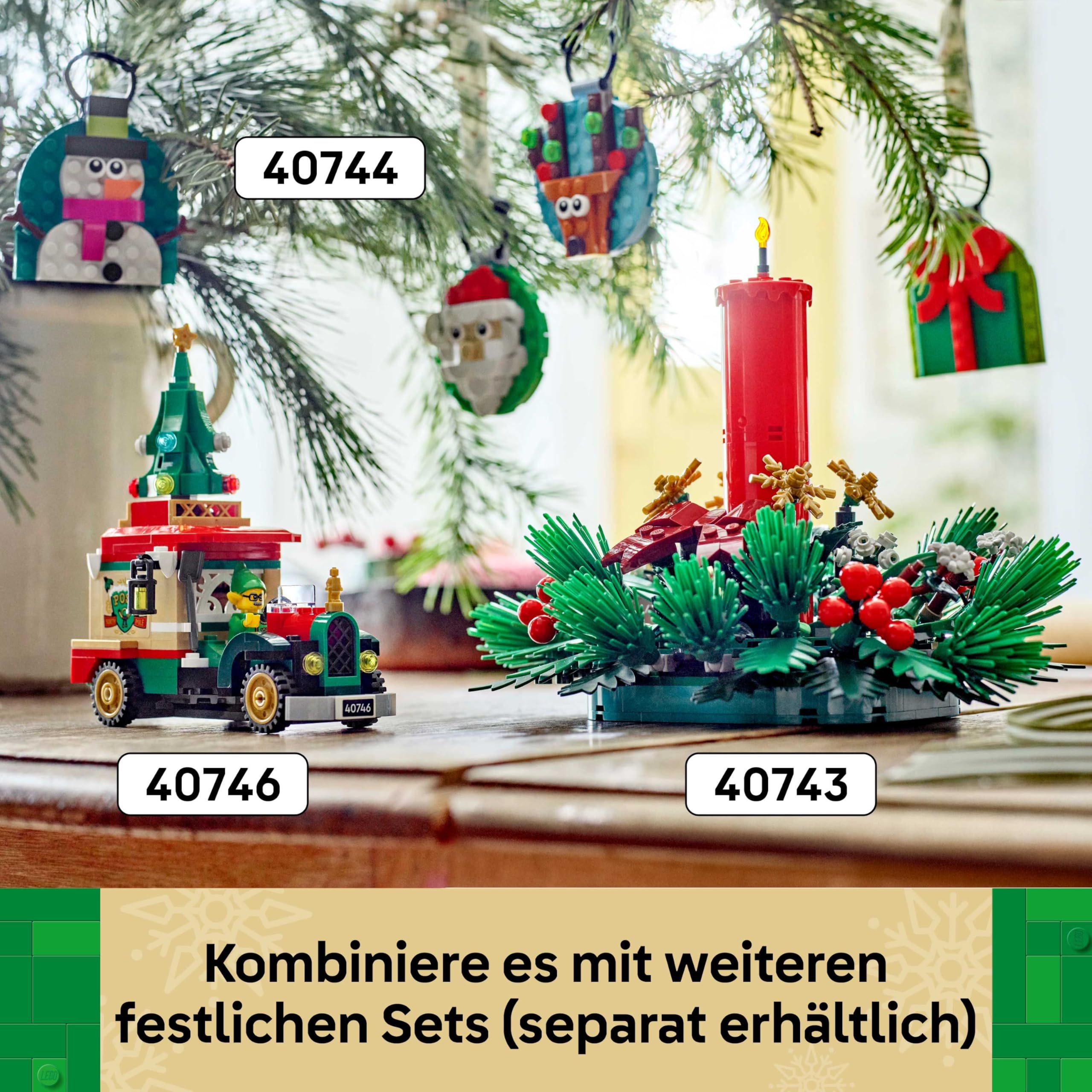 LEGO Weihnachtsgesteck - DIY Tischdeko und Kerzenständer mit Beeren, Sternen, Laub - Bastelset für Kinder & Familie - Geschenk zu Weihnachten für Mädchen und Jungen ab 12 Jahren - 40743 8
