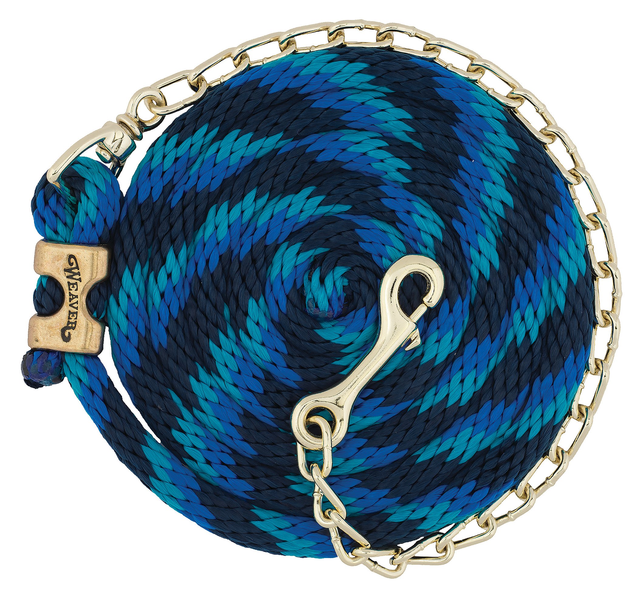 Weaver Leather Poly Lead Rope with Swivel Chain Navy/Blue/Turquoise, 5/8" x8'6