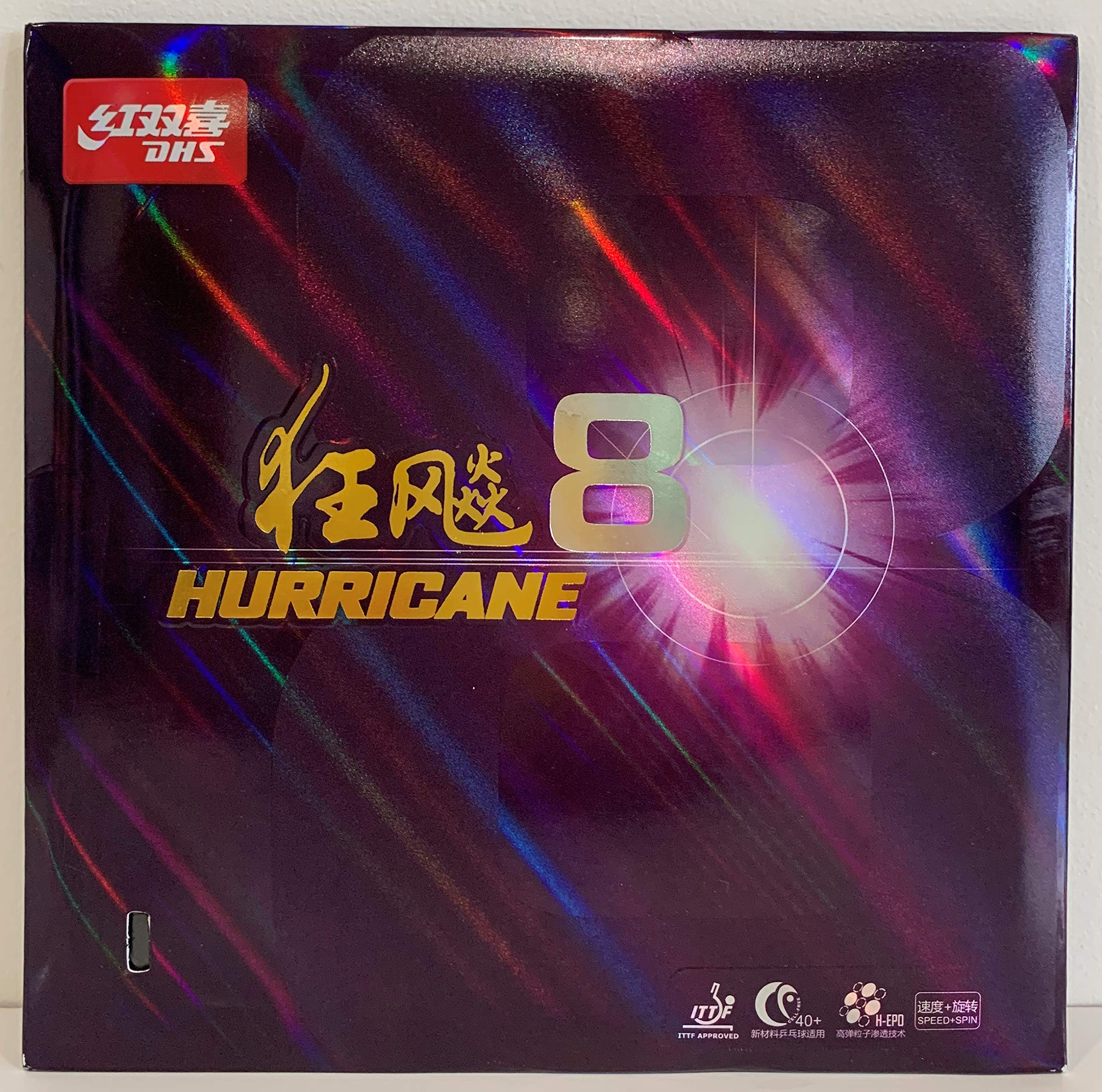 DHS Hurricane 8 Table Tennis Rubber (Black, 2.15mm)