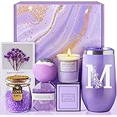 Christmas Gifts for Women Best Friend - Relaxing Lavender Spa Gift Basket, Gifts for Women Who Have Everything, Birthday, Valentine's Day, Galentines Day Gifts, Mothers Day Gifts for Mom Grandma(M)