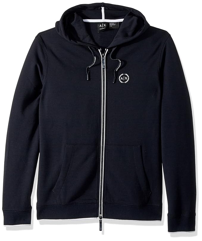 Armani Exchange Men's Basic Zip Up Hoodie with Chest Logo Hooded