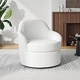 AYEASY 360° Swivel Accent Chair, Round Barrel Chairs with Solid Mental Base, Modern Living Room Chairs with Washable Detachab