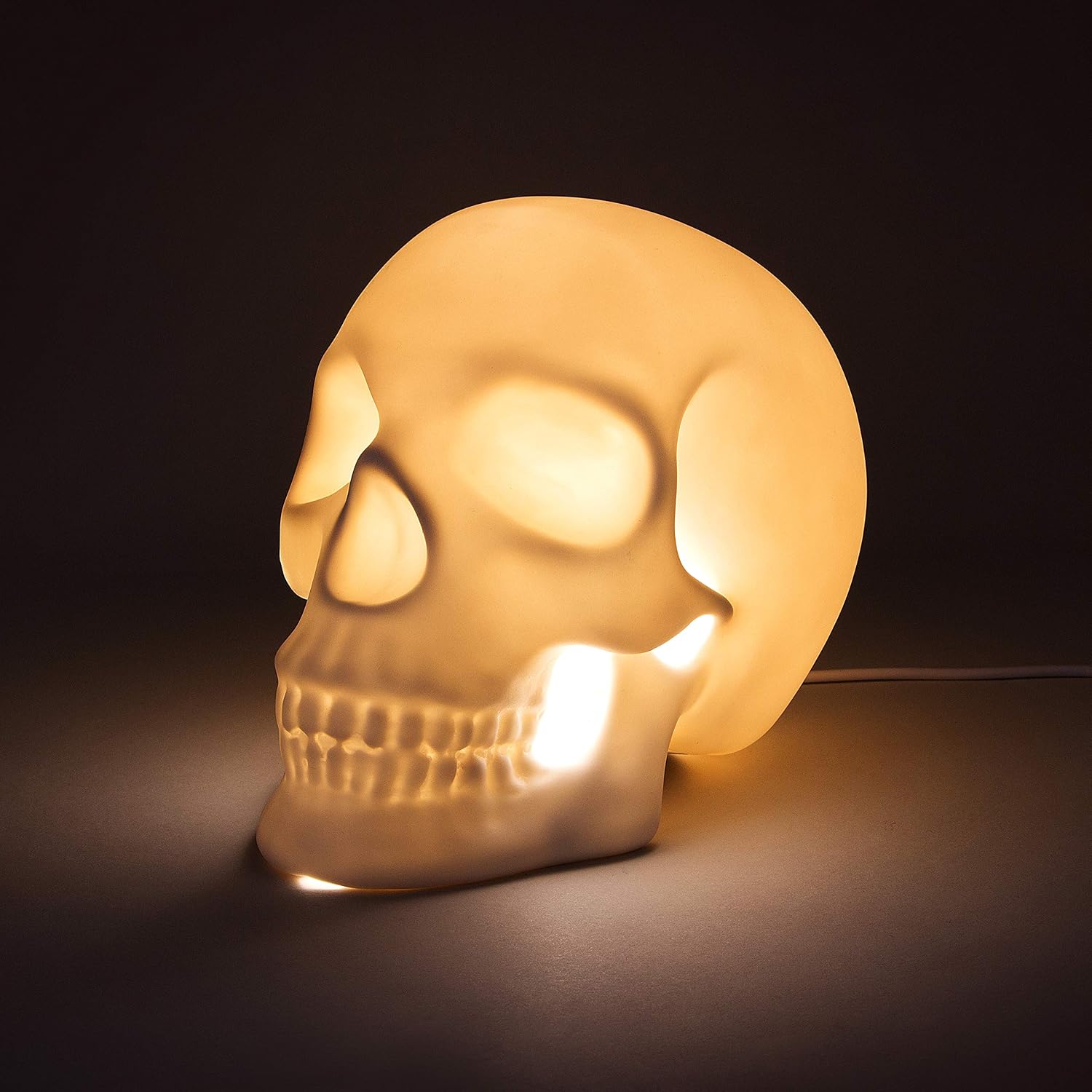 Suck UK Skull Lamp | Ceramic Skull Light | Gothic Home Decor | Lifesize Skull USB LED Lamp - Image 4