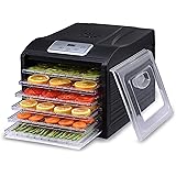 Magic Mill Pro Countertop Electric Food Dehydrator, 6 Drying Racks, 8 Digital Preset Temperature Settings And Timer With Automatic Shutoff, Black