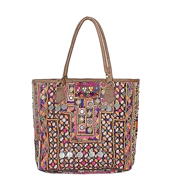 HANDICRAFT-PALACE Vintage Leather Afghani Embroidered Womens Shoulder Bag Tote Bags