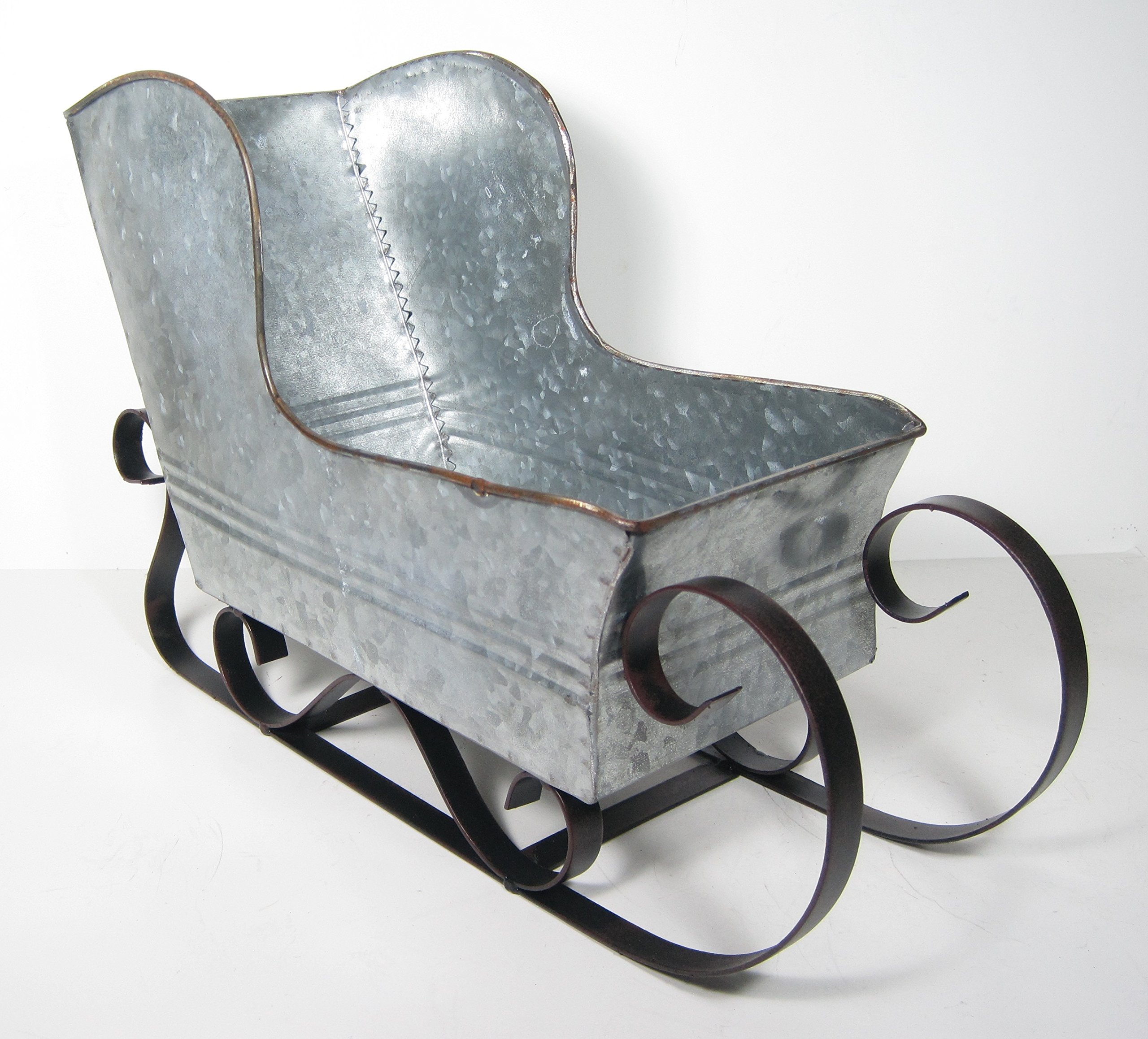 Transpac Imports Inc Eclectic Galvanized Metal Sleigh Tabletop