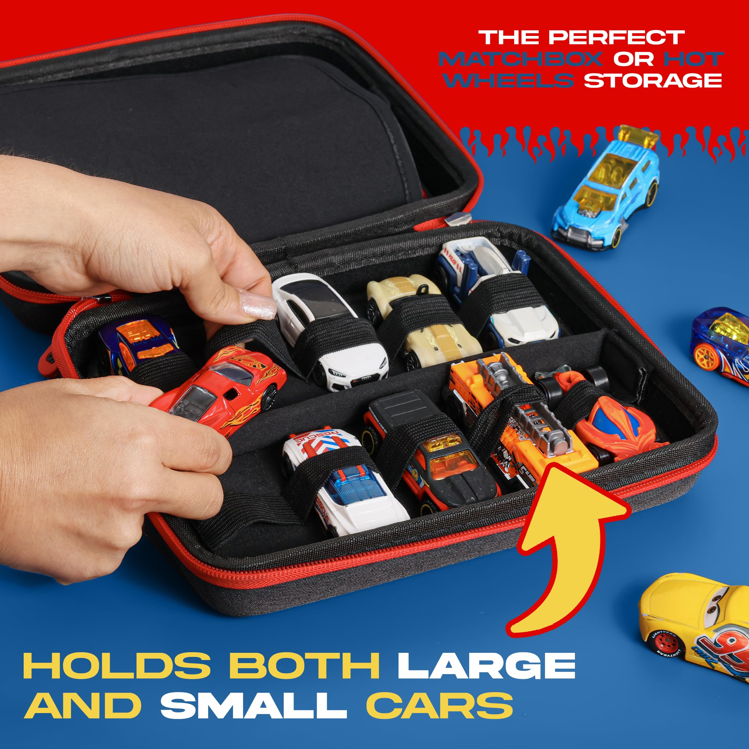 All7s Built Tough Hard Shell Storage Case for 20 Hot Wheels and Matchbox Toy Cars, a Perfect Carrying Case for Young Collectors