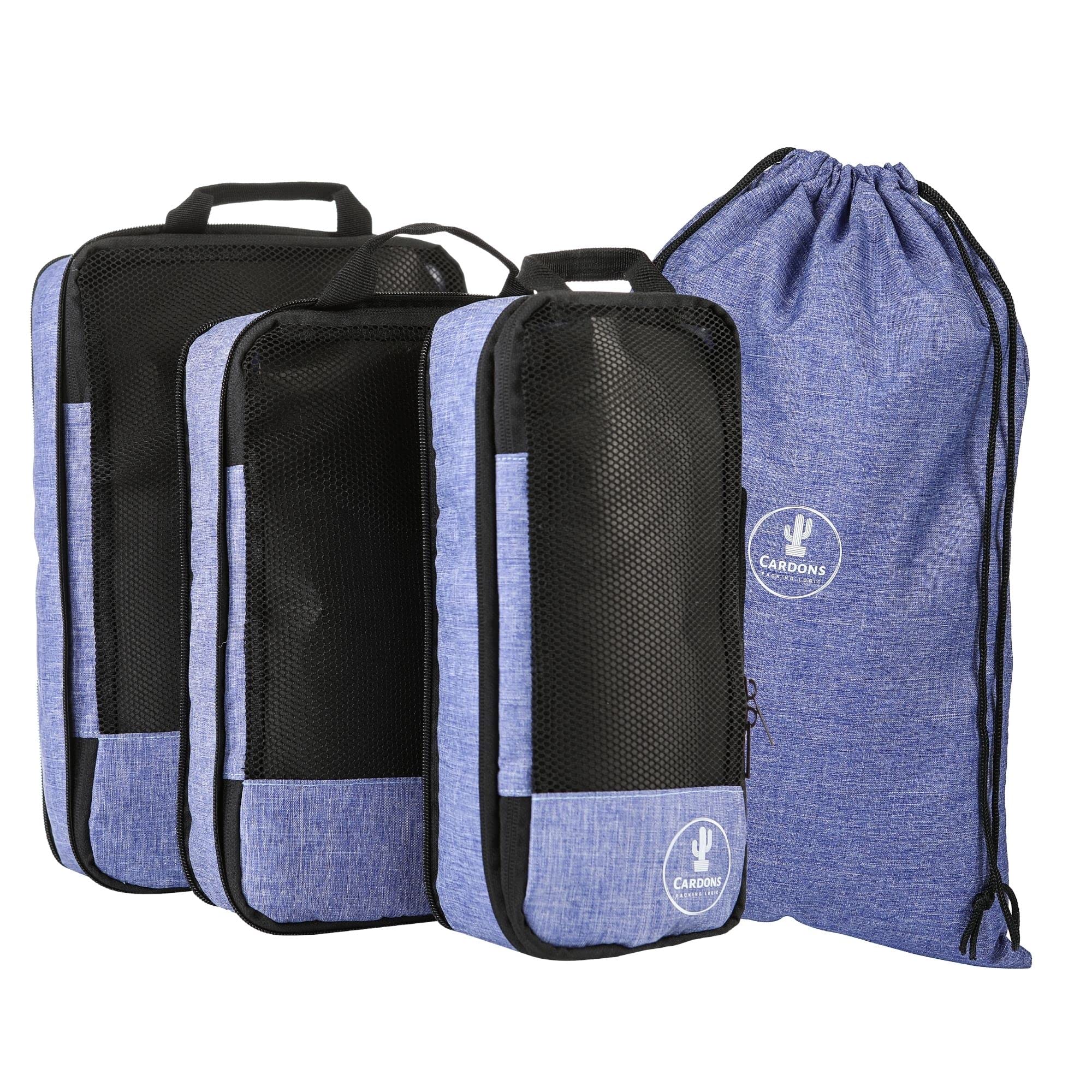 CARDONS Premium Compression Packing Cubes Travel Suitcase Organisers Laundry Bag (Blue)