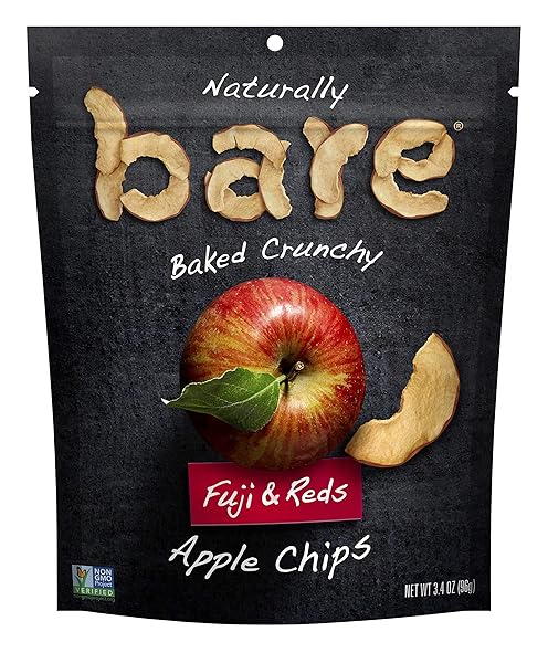 BARE FRUIT NATURALLY BAKED CRUNCHY APPLE CHIPS, FUJI & REDS, NO ADDED SUGAR OR OIL, FAT FREE, GLUTEN FREE & NON-GMO, 3.4 OUNCE (PACK OF 12)