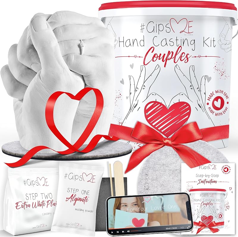 Jadiela GipsME 3D Hand Casting Kit Couple Holding Hands Moulding DIY Craft Kit