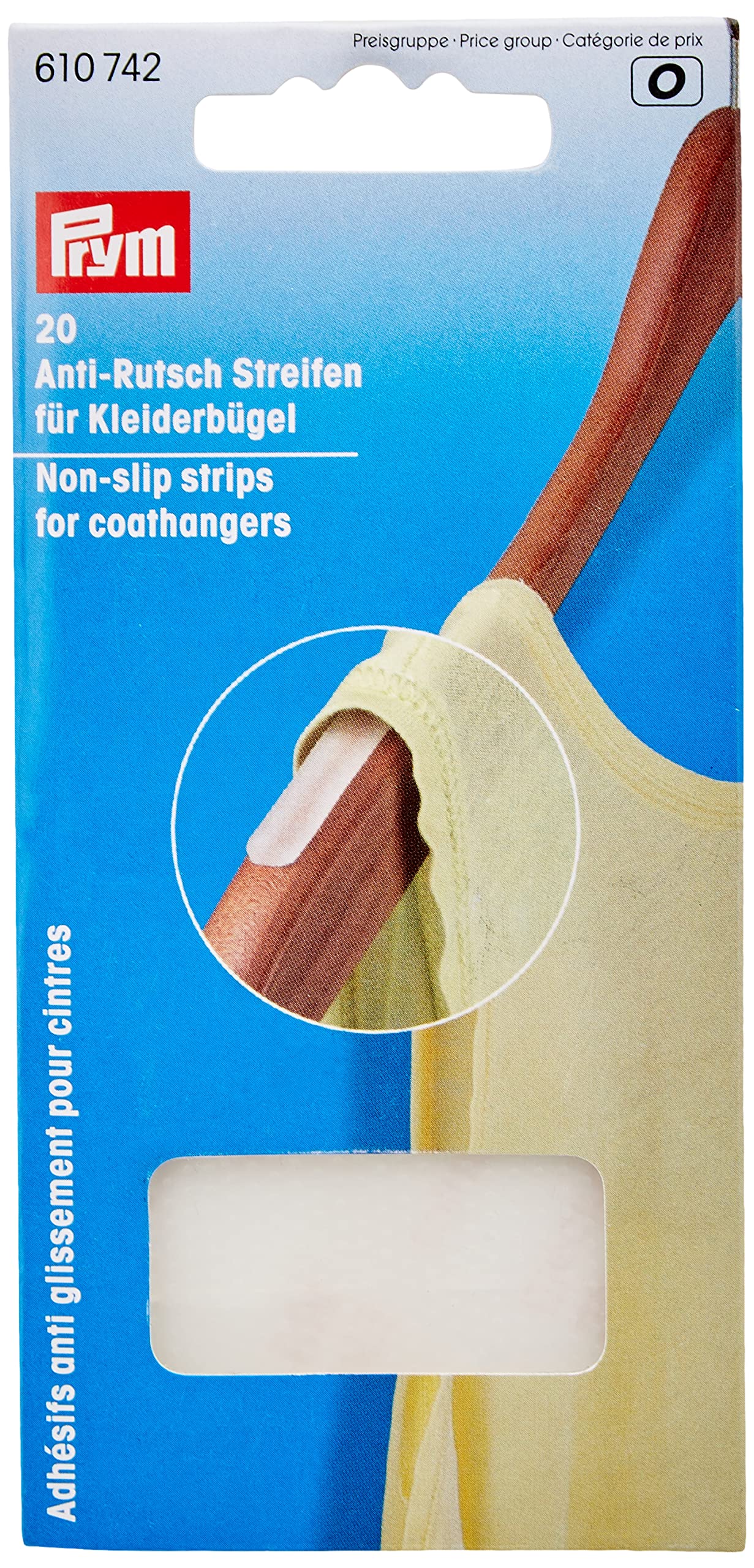 Prym Non-Slip Strips for Coat Hangers, Plastic, White, Set of 20
