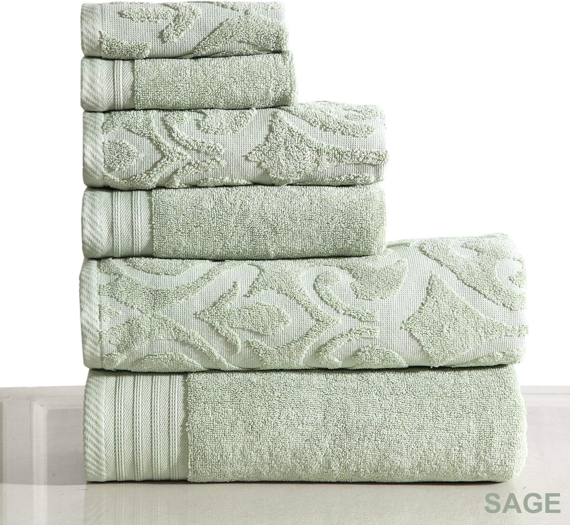 Wicker Park 600 GSM Ultra Soft Luxurious 6-Piece Towel Set (Sage): 2 Bath Towels, 2 Hand Towels, 2 Washcloths, Long-Staple Combed Cotton, Spa Hotel Quality, Super Absorbent, Machine Washable