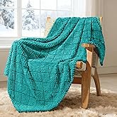 Whale Flotilla Fuzzy Fleece Throw Blanket for Couch, Bed, Soft Fluffy Jacquard Waffle Blankets for All Season, Lightweight and Warm, 50x60 Inch, Teal